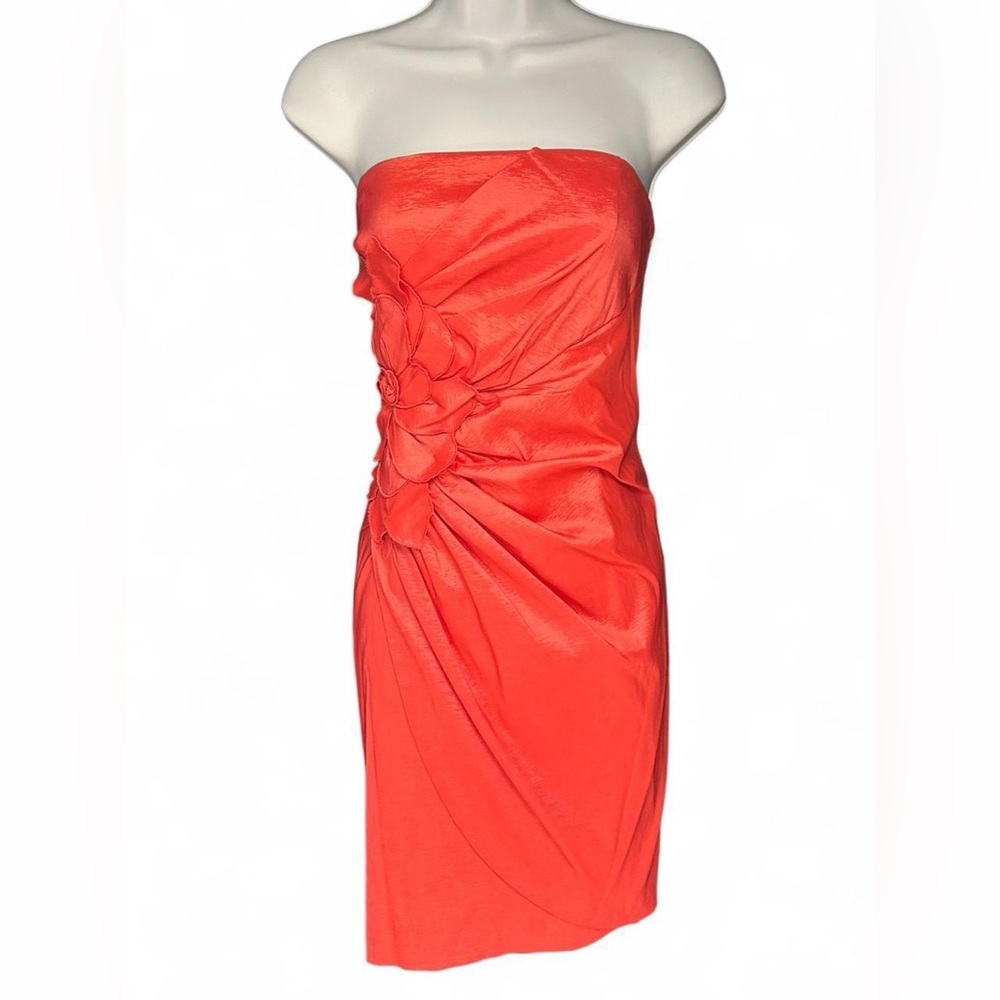Vintage Adrianna Papell Hailey coral strapless dress with floral details